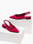 Μπαλαρίνες suede με ανοιχτή φτέρνα AZAREY - Φούξια - thefashionproject.gr - AZAREY