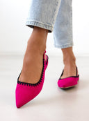 Μπαλαρίνες suede με ανοιχτή φτέρνα AZAREY - Φούξια - thefashionproject.gr - AZAREY