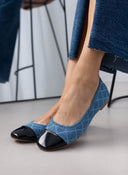 Μπαλαρίνες τζιν με καπιτονέ σχέδιο Erynn - Μπλε jean - thefashionproject.gr - ERYNN