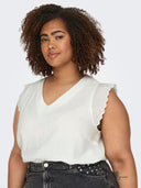 Μπλούζα αμάνικη με διάτρητο σχέδιο plus size CARMACOMA 15324431 - Λευκό - thefashionproject.gr - CARMAKOMA