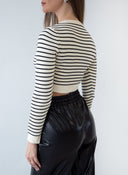 Μπλούζα cropped με ρίγες BISOU - Μπεζ - thefashionproject.gr - BISOU