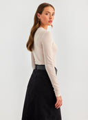 Μπλούζα ημιδιάφανη Only 15307308 - Μπεζ - thefashionproject.gr - ONLY
