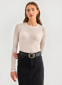 Μπλούζα ημιδιάφανη Only 15307308 - Μπεζ - thefashionproject.gr - ONLY