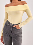 Μπλούζα μακρυμάνικη strapless AWARE 10324239 - Κίτρινο - thefashionproject.gr - AWARE by VERO MODA