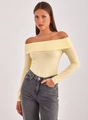 Μπλούζα μακρυμάνικη strapless AWARE 10324239 - Κίτρινο - thefashionproject.gr - AWARE by VERO MODA
