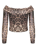 Μπλούζα με ανοιχτούς ώμους PIECES 17156768 - Leopard - thefashionproject.gr - PIECES