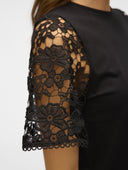 Μπλούζα με δαντέλα στα μανίκια Vero Moda 10329679 - Μαύρο - thefashionproject.gr - VERO MODA - 24102002003