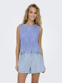 Μπλούζα με διάτρητο σχέδιο ONLY 15343156 - Μπλε denim - thefashionproject.gr - ONLY - 23683113003