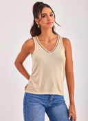 Μπλούζα με v cut ONLY 15320076 - Μπεζ - thefashionproject.gr - ONLY - 21901003003