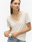 Μπλούζα v cut με σχέδιο Vero Moda 10329687 - Λευκό - thefashionproject.gr - VERO MODA - 24099001003