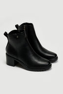 Μποτάκια αστραγάλου με τακούνι - Μαύρο - thefashionproject.gr - La Coquette