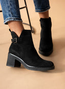 Μποτάκια αστραγάλου suede με άνοιγμα - Μαύρο - thefashionproject.gr - The Fashion Project