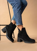 Μποτάκια αστραγάλου suede με άνοιγμα - Μαύρο - thefashionproject.gr - The Fashion Project