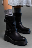 Μποτάκια biker chunky με τοκάδες - Μαύρο - thefashionproject.gr - The Fashion Project