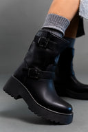 Μποτάκια biker chunky με τοκάδες - Μαύρο - thefashionproject.gr - The Fashion Project