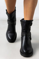 Μποτάκια biker με τακούνι - Μαύρο - thefashionproject.gr - Ideal shoes