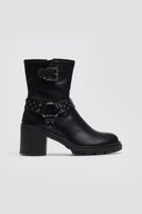 Μποτάκια biker με τακούνι - Μαύρο - thefashionproject.gr - Ideal shoes