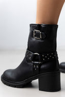 Μποτάκια biker με τακούνι - Μαύρο - thefashionproject.gr - Ideal shoes