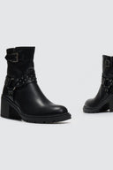 Μποτάκια biker με τακούνι - Μαύρο - thefashionproject.gr - Ideal shoes