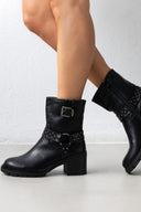 Μποτάκια biker με τακούνι - Μαύρο - thefashionproject.gr - Ideal shoes
