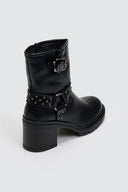 Μποτάκια biker με τακούνι - Μαύρο - thefashionproject.gr - Ideal shoes