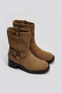 Μποτάκια biker suede με κρίκο