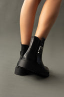 Μποτάκια chelsea με λάστιχο και τοκά ERYNN - Μαύρο - thefashionproject.gr - ERYNN