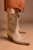 Μποτάκια cowboy με διάτρητο σχέδιο CORINA - Μπεζ - thefashionproject.gr - CORINA