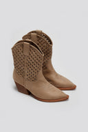 Μποτάκια cowboy με διάτρητο σχέδιο CORINA - Μπεζ - thefashionproject.gr - CORINA