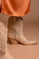 Μποτάκια cowboy με διάτρητο σχέδιο CORINA - Μπεζ - thefashionproject.gr - CORINA