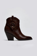 Μποτάκια cowboy με κρίκο - Καφέ - thefashionproject.gr - The Fashion Project