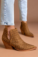 Μποτάκια cowboy με πλεκτό σχέδιο CORINA - Κάμελ - thefashionproject.gr - CORINA