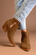 Μποτάκια cowboy με πλεκτό σχέδιο CORINA - Κάμελ - thefashionproject.gr - CORINA