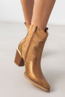 Μποτάκια cowboy σε συνδυασμό υλικών ERYNN - Κάμελ - thefashionproject.gr - ERYNN