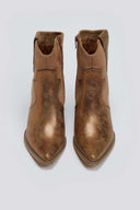 Μποτάκια cowboy σε συνδυασμό υλικών ERYNN - Κάμελ - thefashionproject.gr - ERYNN