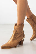 Μποτάκια cowboy σε συνδυασμό υλικών ERYNN - Κάμελ - thefashionproject.gr - ERYNN