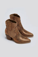 Μποτάκια cowboy σε συνδυασμό υλικών ERYNN - Κάμελ - thefashionproject.gr - ERYNN