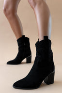 Μποτάκια cowboy suede με ραφές