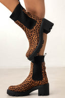 Μποτάκια κάλτσα με chunky τακούνι ERYNN - Leopard - thefashionproject.gr - ERYNN