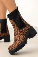 Μποτάκια κάλτσα με chunky τακούνι ERYNN - Leopard - thefashionproject.gr - ERYNN