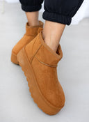 Μποτάκια με γούνα flatform - Κάμελ - thefashionproject.gr - The Fashion Project