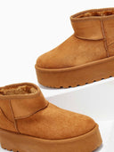 Μποτάκια με γούνα flatform - Κάμελ - thefashionproject.gr - The Fashion Project