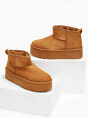 Μποτάκια με γούνα flatform - Κάμελ - thefashionproject.gr - The Fashion Project