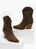 Μποτάκια suede cowboy με στρας Belucci - Χακί - thefashionproject.gr - Bellucci