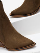 Μποτάκια suede cowboy με στρας Belucci - Χακί - thefashionproject.gr - Bellucci