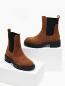 Μποτάκια suede με λάστιχο και στρας ERYNN - Κάμελ - thefashionproject.gr - ERYNN