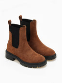 Μποτάκια suede με λάστιχο και στρας ERYNN - Κάμελ - thefashionproject.gr - ERYNN