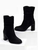Μποτάκια suede με σούρα Erynn - Μαύρο - thefashionproject.gr - ERYNN