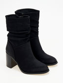 Μποτάκια suede με σούρα Erynn - Μαύρο - thefashionproject.gr - ERYNN