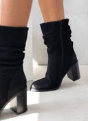 Μποτάκια suede με σούρα Erynn - Μαύρο - thefashionproject.gr - ERYNN